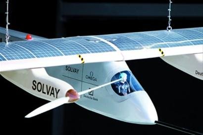 比利時(shí)—歐盟館展示“陽光動(dòng)力”太陽能飛機(jī)模型